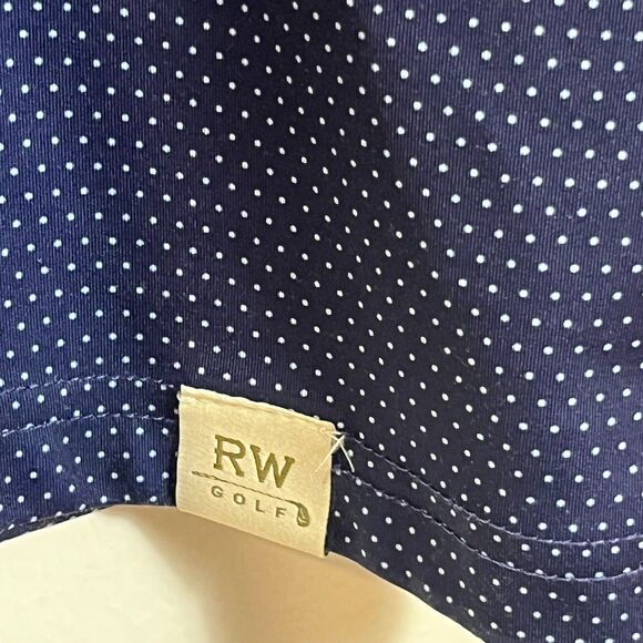 Rorie Whelan Golf Polo Shirt 2XL XXL Navy Polka Dot Soft Stretch Lightweight Top - Picture 3 of 6